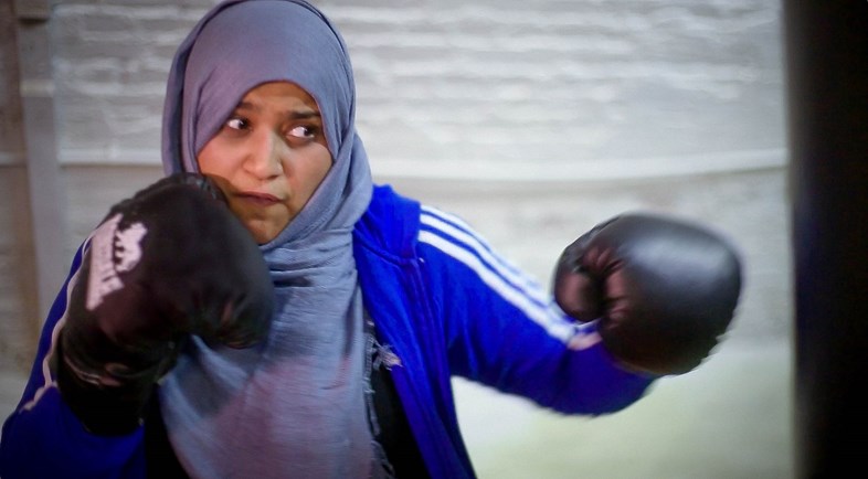 In the Boxing Ring at a Self-Defence Class for Muslim Women