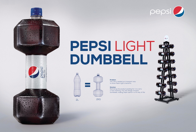 Pepsi Create Healthy Living-Inspired Dumbbell Shaped Bottle 