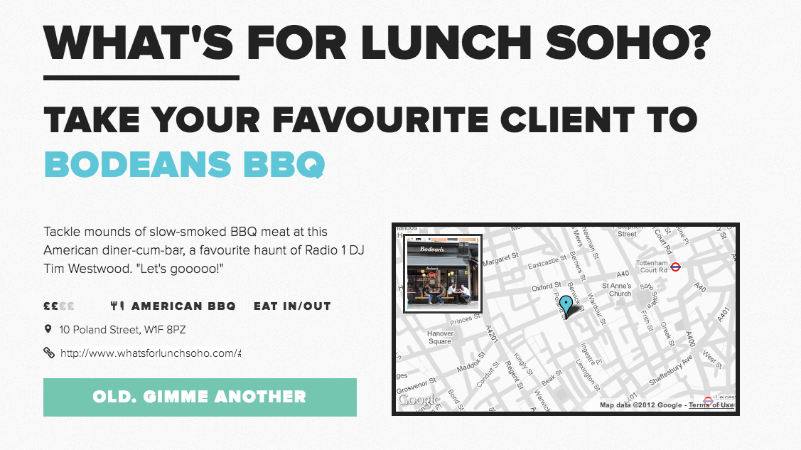 Whats For Lunch, Soho?